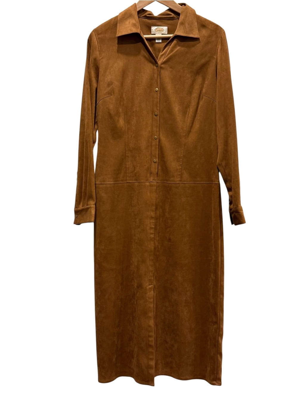 Talbots Brown Faux Suede Midi Shirt Dress | Size 8 | Fall Heritage